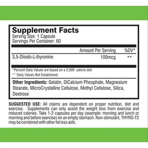 Thyro-T2 Thyroid Hormone Fat Burner Supplement - Boost Metabolism and Lose Weight (60 Capsules - 1 Month Supply)