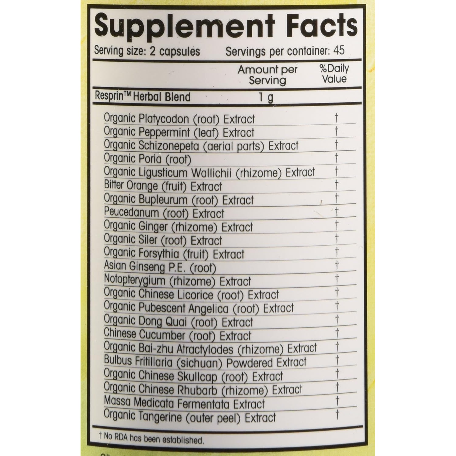 Respirin Traditional Herbal Blend for Natural Breathing Enhancement, 500Mg, 90 Vegan Capsules