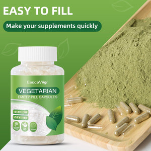 Size 1 Empty Capsules - 150 Count Clear Empty Pill Capsules Size 1 with Capsule Filling Kit, Fillable Vegan Vegetarian Capsule Empty for Vitamins, Easy for DIY Supplements