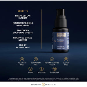 Quicksilver Scientific Liposomal Melatonin - Bedtime, Jet Lag & Immune Support Liquid for Adults - Efficient, Superior Absorption 1Mg to Minimize Morning Drowsiness (30 Ml)