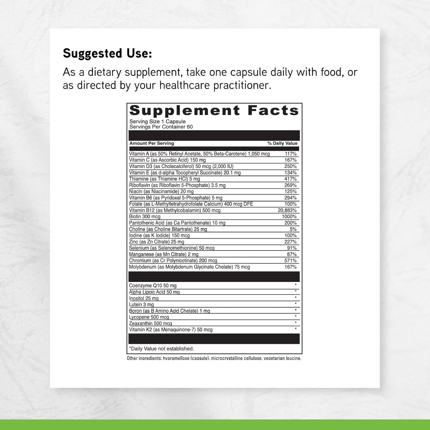 DAVINCI Labs Daily Best Ultra - Dietary Supplement to Support Cardiovascular Health, Fat Metabolism and Bone Health* - with B Vitamins, Minerals, Choline, Coq10, Boron, Lycopene - 60 Vegetarian Caps