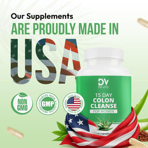 15 Day Colon Cleanse for Women – Natural Detox Pills with Herbs, Fiber & Probiotics – Bloating & Constipation Relief, Weight Loss & Gut Health Reset – 30 Capsules