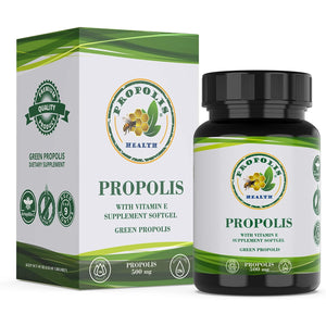 Propolis Health Propolis Capsules 1000Mg-Daily with Vitamin E per Dose - Pure Brazilian Green Propolis Extract - Immune Booster 50 Days Supply -100 Capsules