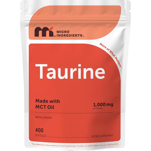 Micro Ingredients Taurine 1,000 Mg per Serving with Coq10 | Coenzyme Q10 Supplement with MCT Oil | 4+ Month Supply with 400 Softgels | Non-Gmo