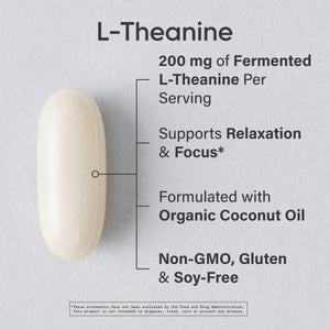 Sports Research Double Strength L-Theanine Supplement - Suntheanine Softgels for Focus, Relaxation & Alertness - Non-Drowsy Support Made with Coconut Oil, Non-Gmo & Gluten Free - 200Mg, 60 Count