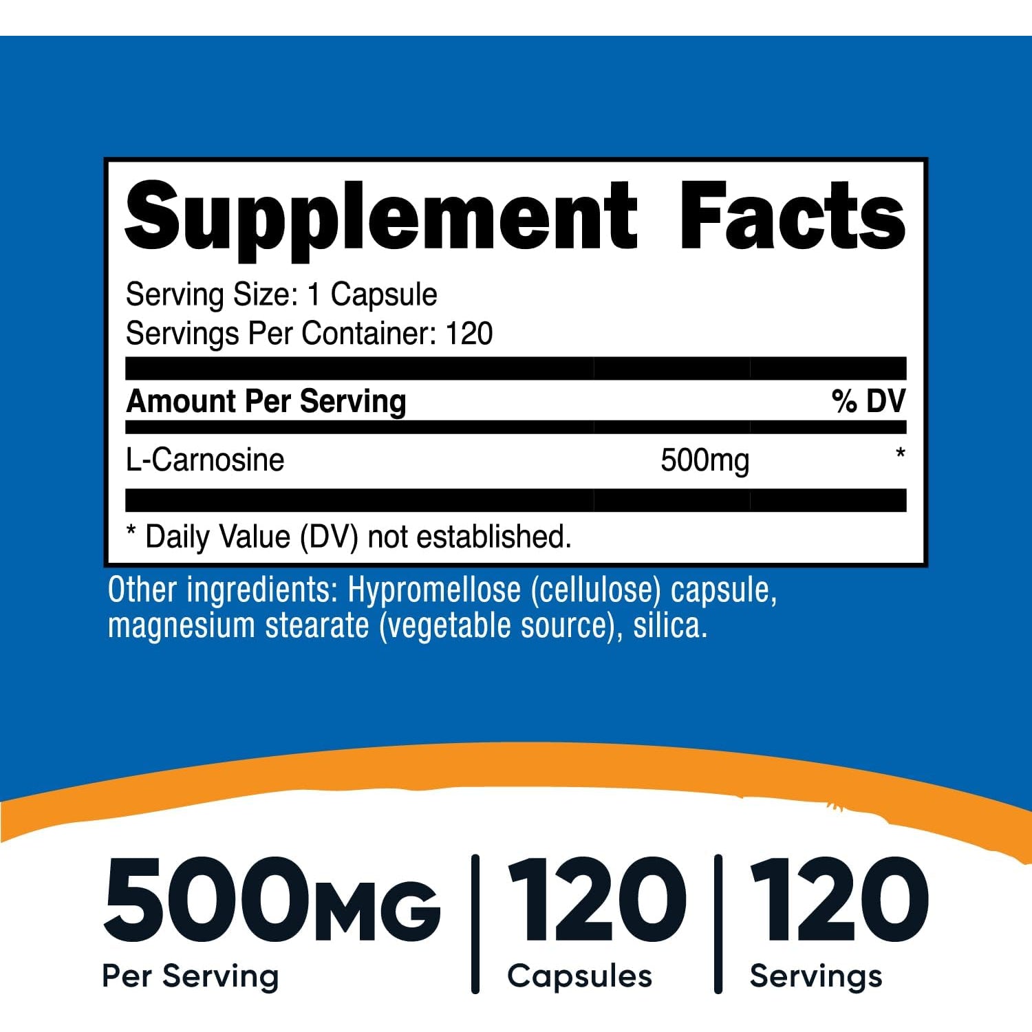 Nutricost L-Carnosine 500Mg, 120 Capsules - Gluten Free & Non-Gmo