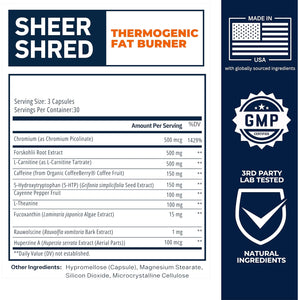 Sheer Strength Labs Burner for Men - Clinically Backed Dose, Strongest Formula - Made in USA - Premium Blend of Rauwolscine, L-Carnitine, Capsaicin. 30 Servings