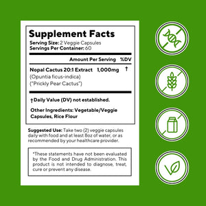 Vitapia Nopal Cactus Extract for Antioxidant, Skin, Metabolism, Wellness, Heart Health Support - 120 Veggie Capsules - Non GMO, Gluten Free Supplement