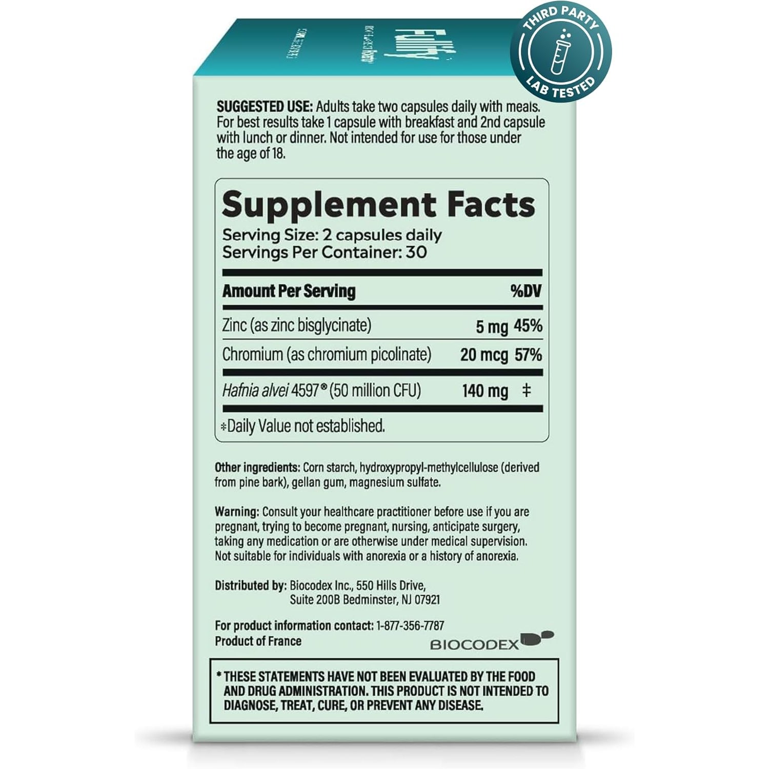 Weight Management Probiotics for Women and Men Clinically Shown to Curb Cravings with Hafnia Alvei HA4597, Chromium & Zinc - 60 Capsules, 30-Day Supply