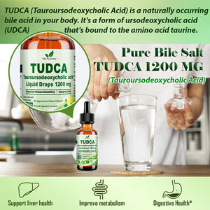 Pure TUDCA Bile Salts Liquid Drops 1200Mg (Tauroursodeoxycholic Acid) Premium Liver Support, Bile Flow & Gallbladder Cleanse Supplement丨High Absorption Liquid | Non-Gmo | 3Rd Party Tested | 2 Fl Oz