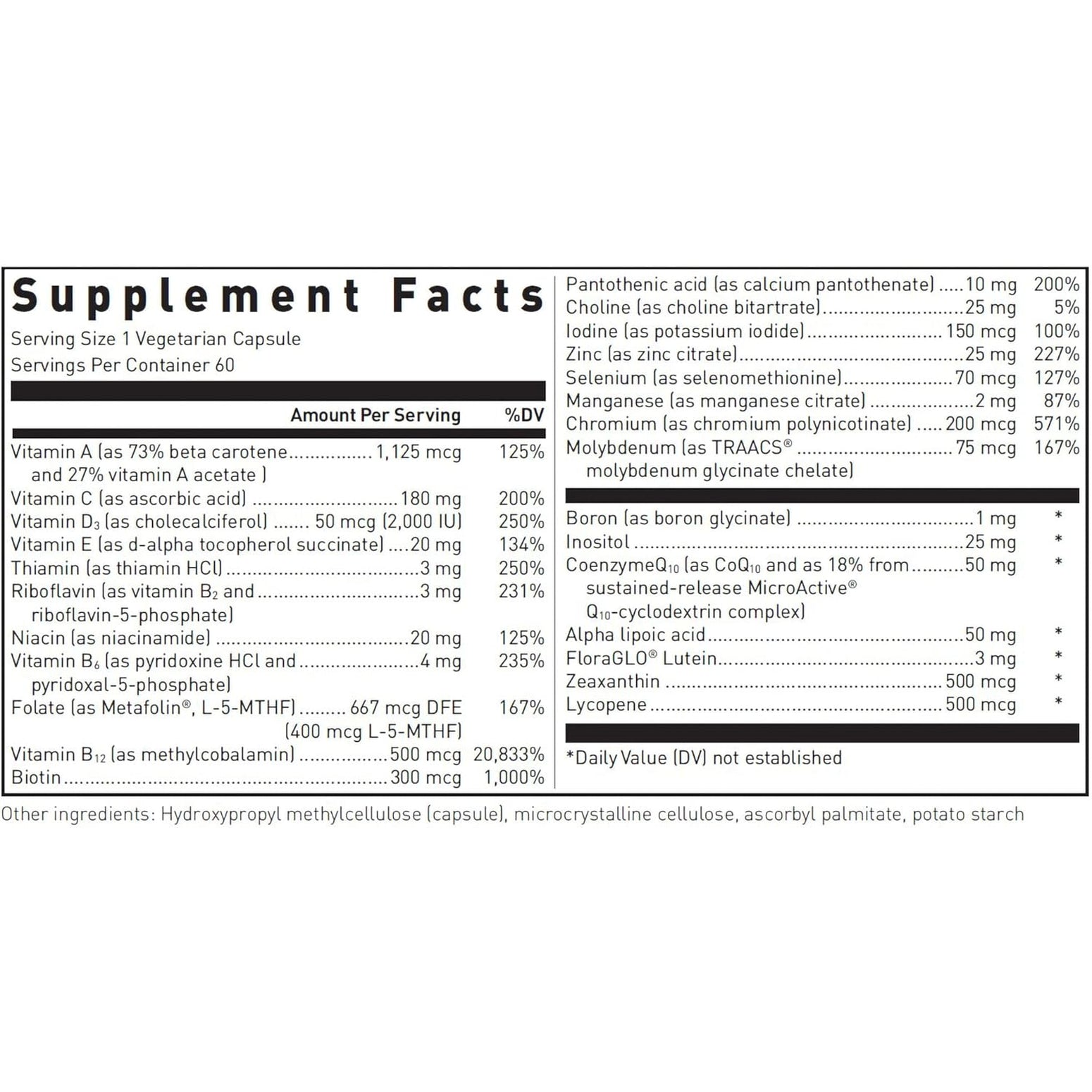 Douglas Laboratories Ultra Preventive 1 Daily | Multivitamin and Mineral Supplement to Support Energy Production, Immune Function, and Overall Health* | 60 Capsules