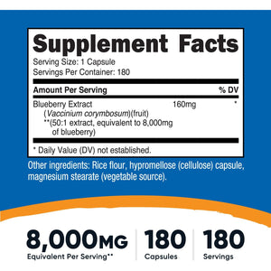 Nutricost Blueberry Extract 180 Capsules for 180 Servings per Bottle - Vegetarian, Gluten Free and GMO Free