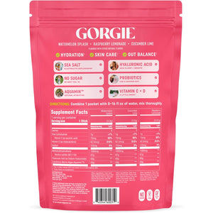 GORGIE Glow Hydration Packets, Sugar-Free Electrolyte Powder Sticks, Hyaluronic Acid, Probiotics, Aquamin, Vitamins C, D Daily Hydration, Skin and Gut Support, Caffeine Free - Variety Pack 15 Sticks
