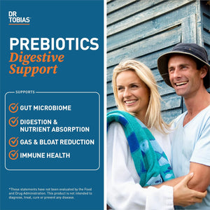 Dr. Tobias Prebiotics, Supports Digestion & Gut Health, Feed Good Probiotic Bacteria, Boost Gut Immune Function, Vegan & Non-Gmo Gut Health Supplements for Men and Women, 30 Capsules, 30 Servings