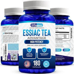 We like Vitamins Essiac Tea Capsules - 180 Count Immune Support Supplement with Burdock, Sheep Sorrel, Slippery Elm & Turkey Rhubarb - Genuine Essiac Tea 900Mg Daily Dose