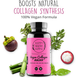 Vegan Collagen Booster - Plant-Based Supplement for Hair, Skin, Nails + Connective Tissue - Hyaluronic Acid, L-Lysine, Gotu Kola - Vegetarian Collagen Builder - Non-Gmo, Vegan, Gluten-Free, 60 Ct