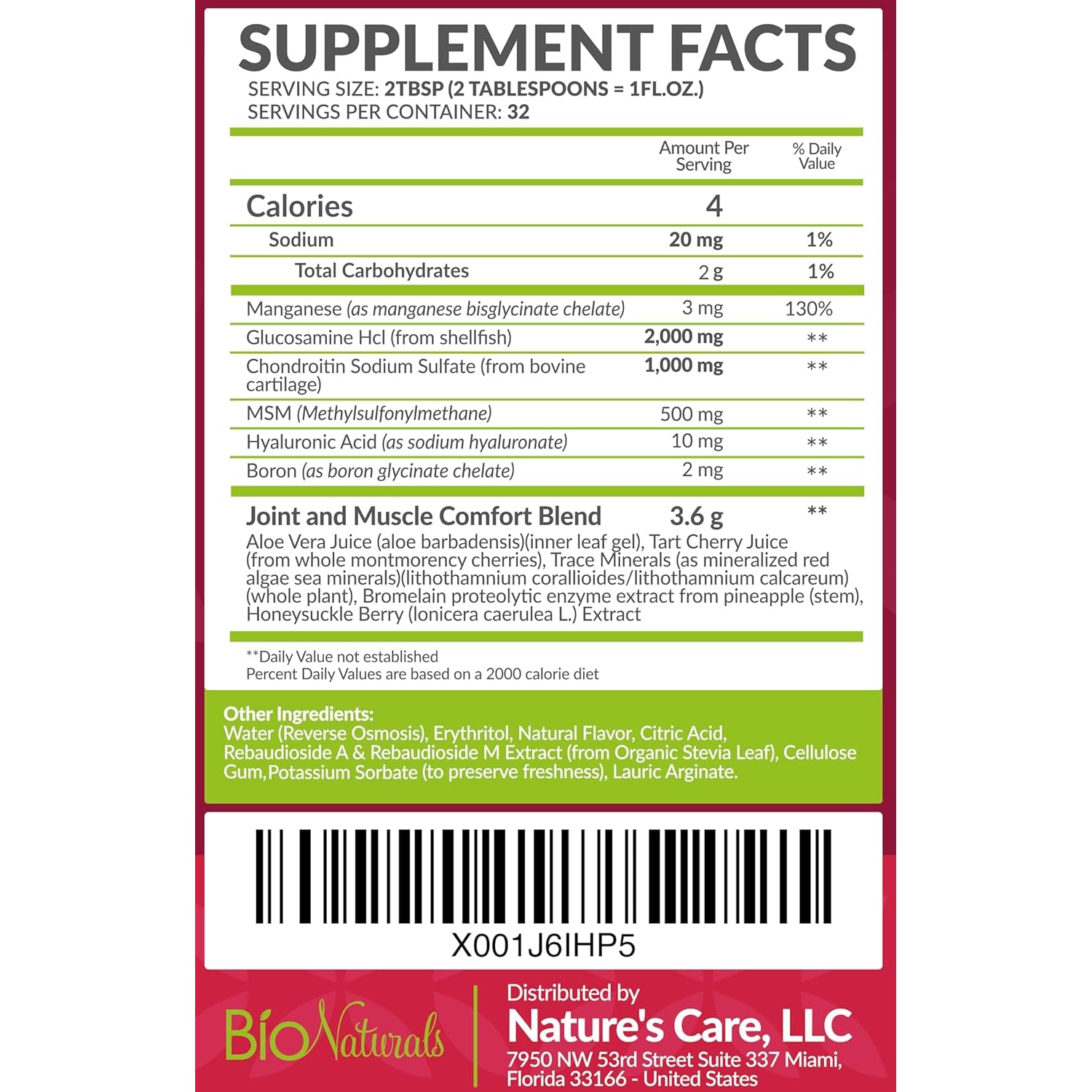 Liquid Glucosamine Chondroitin MSM Pharmaceutical Grade Supplement with Hyaluronic Acid – Maximum Strength Joint Support - 32 Fl Oz