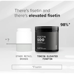 Toniiq Ultra High Purity Fisetin 500Mg - 98%+ Higly Purified & Bioavailable Fisetin Supplement with MCT Oil for Absorption - Third-Party Tested Senolytic Supplements for Aging Support - 60 Capsules