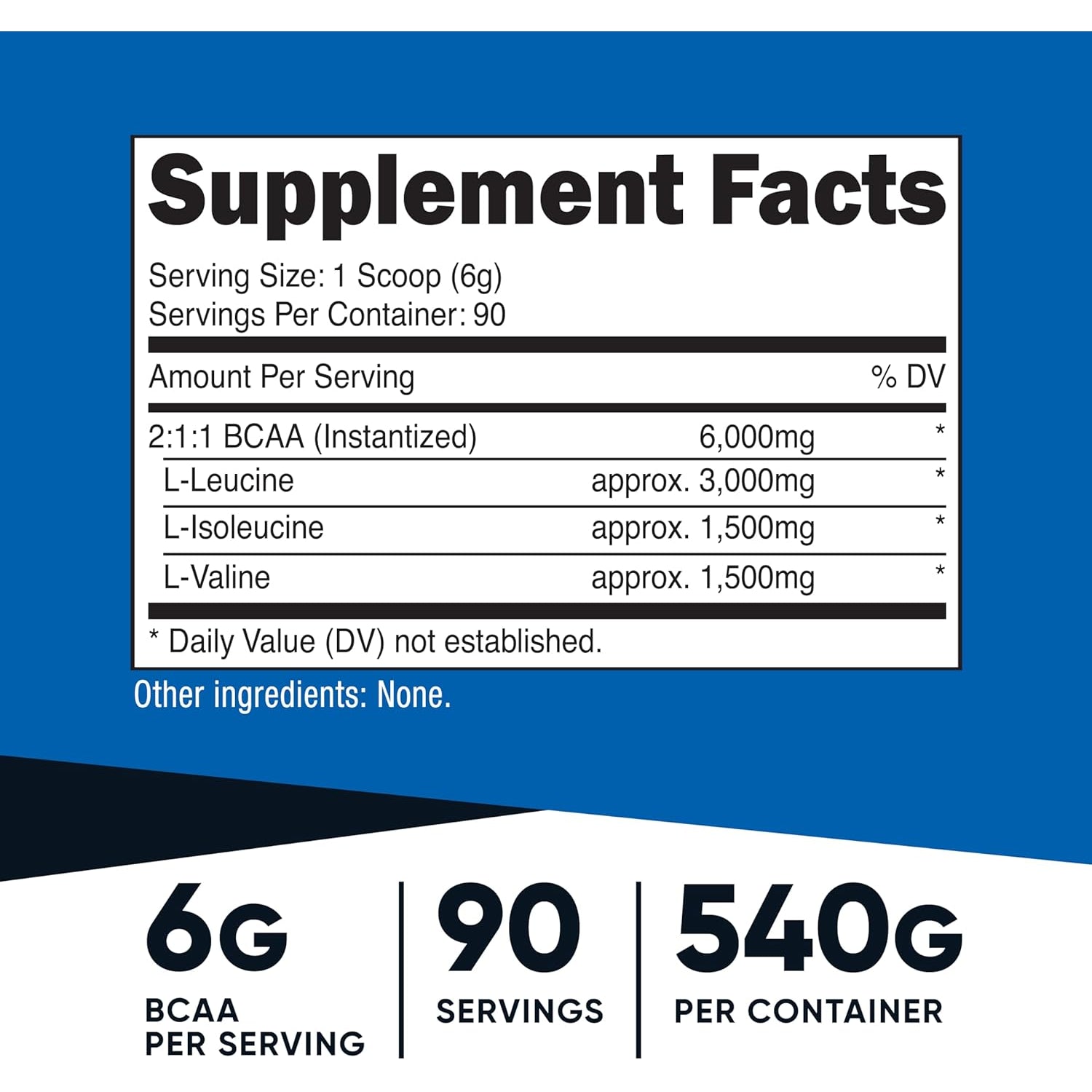Nutricost BCAA Powder 2:1:1 (90 Servings, No Flavor Added) - Branched Chain Amino Acids