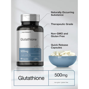 Horbäach Glutathione 500Mg | 60 Capsules | Reduced Form | Non-Gmo & Gluten Free Supplement