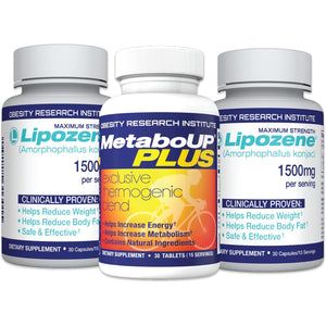 Lipozene Weight-Management Fiber Supplement, 2 Bottles (60 Capsules Total) + Metaboup plus 30Ct | Non-Stimulant Glucomannan Formula