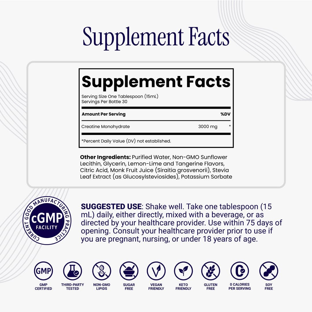 Rho Nutrition Liposomal Creatine Monohydrate - Ultra High Absorption Liquid Creatine Supplement – Promotes Lean Muscle Mass & Recovery, Supports Brain Function & Enhances Cellular Energy Production