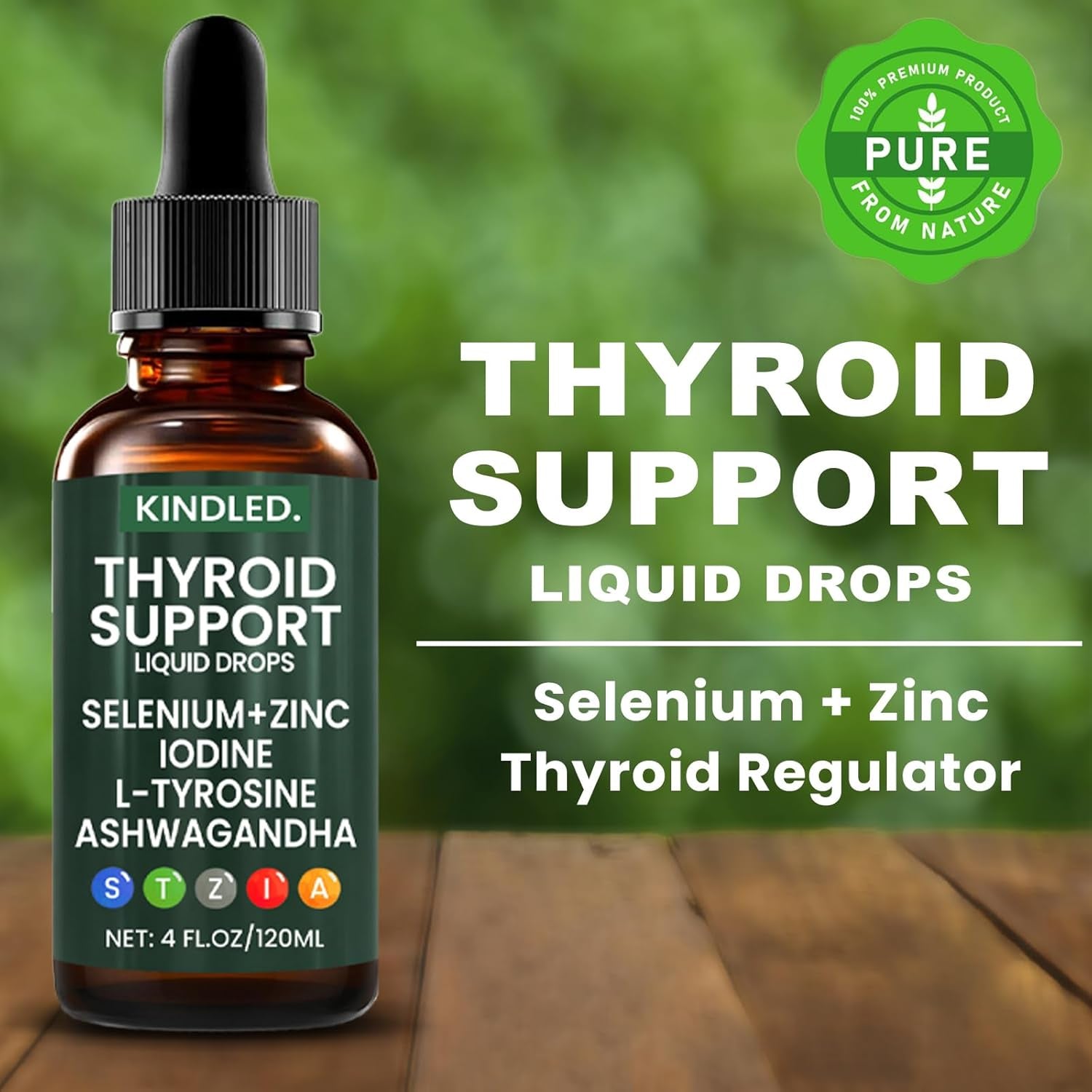 Thyroid Support Drops | Selenium Zinc Iodine L-Tyrosine Ashwagandha Liquid Drops, Thyroid Bloom Support | Body Balance & Support - 4 FL.OZ (1)