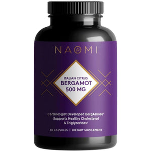 NAOMI Italian Citrus Bergamot 500Mg - Supports Healthy Cholesterol & Triglyceride Levels Already in Normal Range - Patented Bergamore® Extract, 7 Key Polyphenols, 1-Capsule Daily, 30-Day Supply