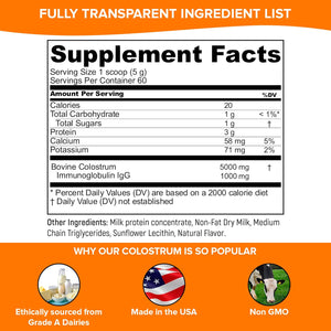Pure Velvet Colostrum Powder for Gut Health, Bloating, Hair Growth, Immune Support, Bovine Cow Sourced Colostrum Protein, Lactoferrin Supplement, Contains Dairy with Immunoglobulins (Igg) (10 Ounce)