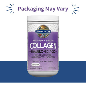 Garden of Life Marine & Grass-Fed Collagen Peptides Powder Supplement (Type I, III) with Probiotics, Bcaas & Hyaluronic Acid for Radiant Hair, Skin & Nails – Unflavored, 20G per Serving, 12 Servings