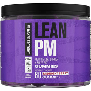 Jacked Factory Lean PM Weight Loss Gummies - Night Time Fat Burner & Appetite Suppressant Sleep Supplement with Melatonin & Ashwagandha - 60 Metabolism Gummies, Midnight Berry