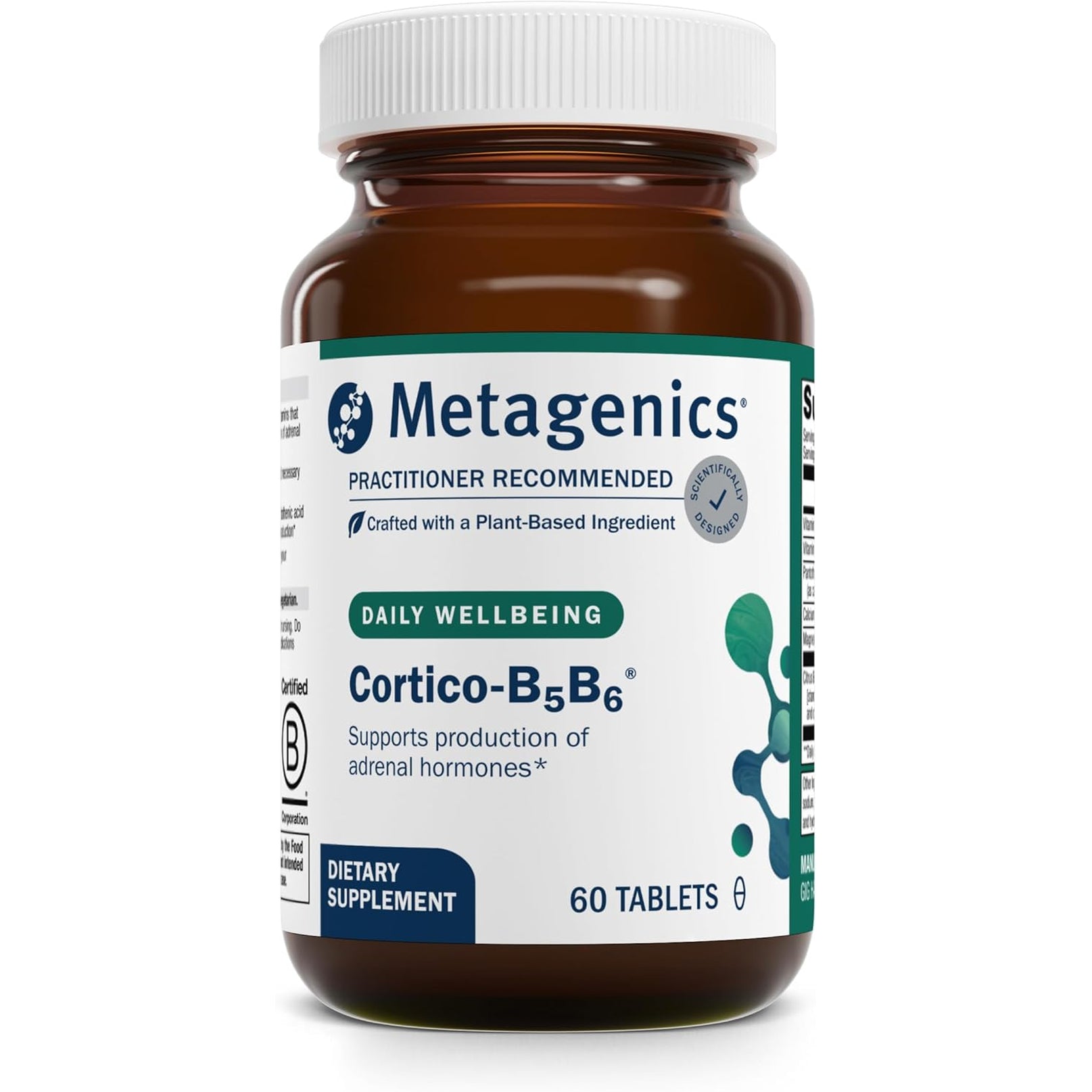 Metagenics Cortico-B5B6 - Adrenal Hormone & Energy Support with Vitamin B5, B6, Vitamin C, Magnesium & Calcium - Non-Gmo, Gluten-Free, Vegetarian - GMP Certified Facility - 60 Tablets