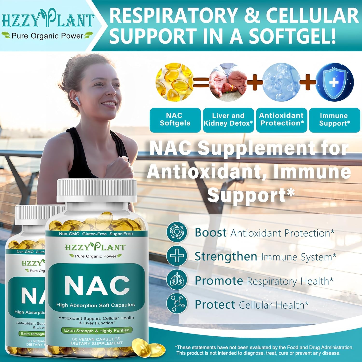 NAC Supplement - NAC Softgels for Antioxidant, Immune, Respiratory, Liver Health Support - High Absorption NAC Supplement N Acetyl Cysteine 1200Mg - Non-Gmo, Gluten-Free, Vegan - 2 Month Supply
