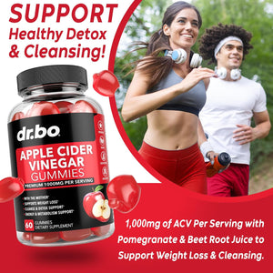 ACV Apple Cider Vinegar Gummies - Natural Support for Advanced Weight Loss, Detox, Cleansing, Digestion plus Gut Health - ACV Gummies Supplements with 1000MG Apple Cider Vinegar Gummy with the Mother