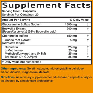 Bronson Glucosamine Chondroitin Turmeric & MSM Advanced Joint & Cartilage Formula, Supports Healthy Joints, Mobility & Cartilage - Non-Gmo, 60 Capsules