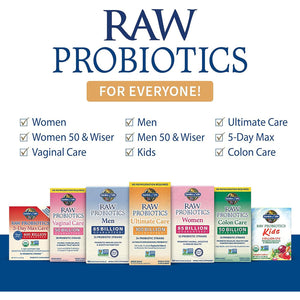 Garden of Life Raw Probiotics Men 50 & Wiser - 85 Billion Live Cultures - Supports Immune, Colon & Gut Health - 90 Vegetarian Capsules