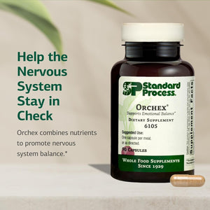 Standard Process Orchex - Nervous System Care Supplement - Excellent Source of Niacin and Vitamin B6 - Non-Dairy & Whole Food-Based - 90 Capsules (90 Servings)