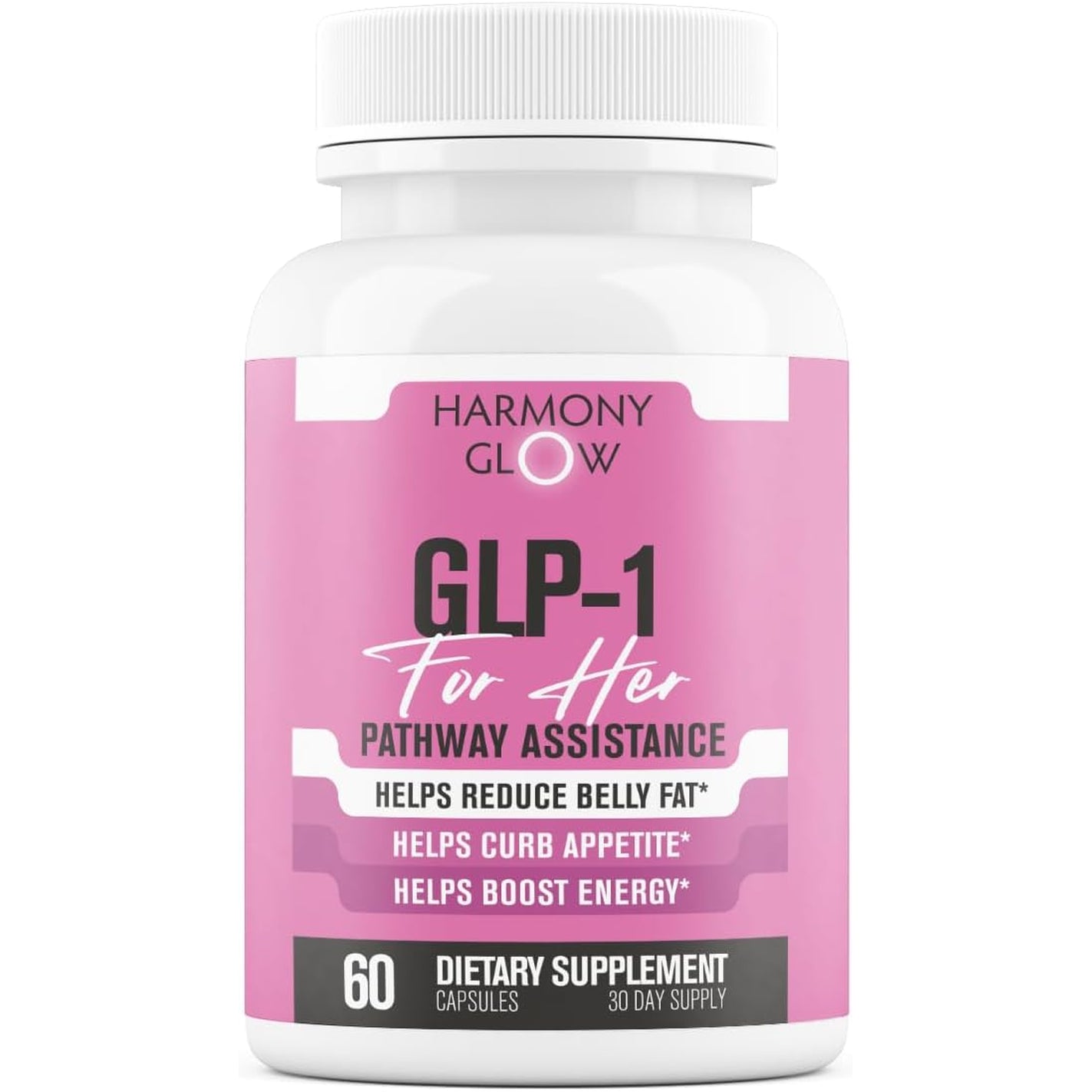 Harmony Glow GLP-1 | Promotes Weight Loss for Women, Helps Appetite Control & Promotes Energy - Assists Metabolic Pathways Linked to GLP-1 Signaling & Fat Loss - 3Rd Party Tested Supplement - 60 Pills