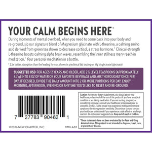 New Chapter Magnesium Glycinate + L-Theanine Supplement Powder, with 325 Mg Magnesium & L-Theanine 200 Mg for Calm, Focus, Mental Clarity, Muscle Relaxation & Cortisol Balance*, 30 Servings