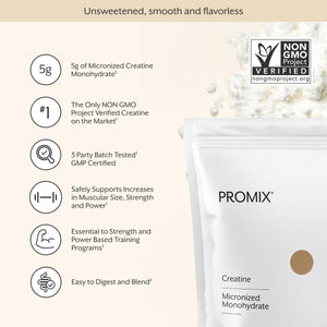 Promix Nutrition Creatine Monohydrate Travel Packs, 5G of Micronized Clean Creatine for Men and Women, Supports Muscle Growth & Recovery, Vegan - 30 Servings