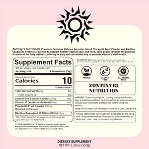 Premium Feminine Balance Gummies Women - Pineapple Gummies for Women Ph Probiotic and Immune Support Vegan Gluten Free 60 Gummies 30 Servings
