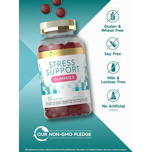 Carlyle Stress Support Supplement Gummies | 50 Count | for Women and Men | with GABA and L-Theanine | Strawberry Lemon Flavor | Non-Gmo & Gluten Free