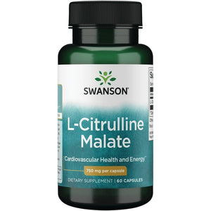 Swanson L-Citrulline Malate - Amino Acid Supplement Promoting Energy Production & Healthy Blood Circulation - Natural Formula Supporting Overall Wellness - (60 Capsules, 750Mg Each)