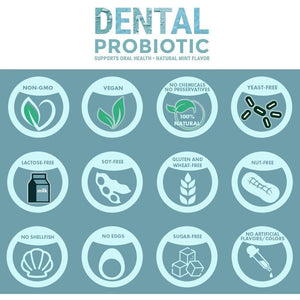 Dental Oral Probiotic, 60 Chewable Tablets - Supplements W/Blis K12 & M18 - Bad Breath Treatment for Adults - Boosts Oral Health - Fights Halitosis, Tooth Decay, Strep Throat (Mint Flavor)