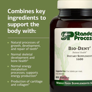 Standard Process Bio-Dent Skeletal Health Dietary Supplement - Teeth & Bone Function Support - Skeletal & Collagen Supplement - 800 Tablets