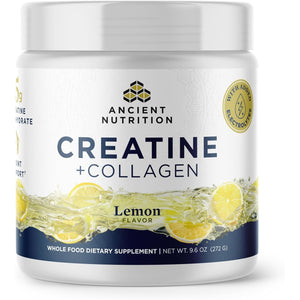 Ancient Nutrition Creatine + Collagen + Electrolytes – Muscle Strength, Lean Body Mass, Joint Comfort & Cognitive Support – Includes 5G Creatine Monohydrate for Women, Lemon (30 Servings)