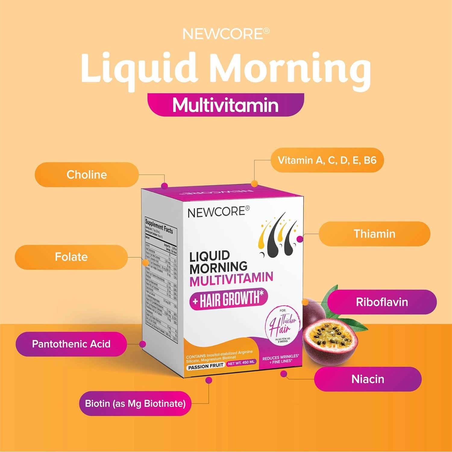 Liquid Multivitamin for Women – Promotes Thicker Hair & Smoother Skin – with Biotin, Collagen, and Vitamins – Vegan, Non-Gmo – 10.14 Fl Oz