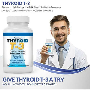 Absolute Nutrition Fat Burning Metabolism Boosting Supplement, Thyroid T-3, 60 Capsules, Off-White, 120