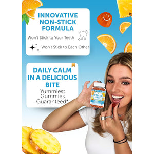 Lunakai USA Made Calm & Stress Relief Gummies – Delicious GABA + L-Theanine Calming Supplement for Adults & Kids – Natural Stress Support, 60Ct