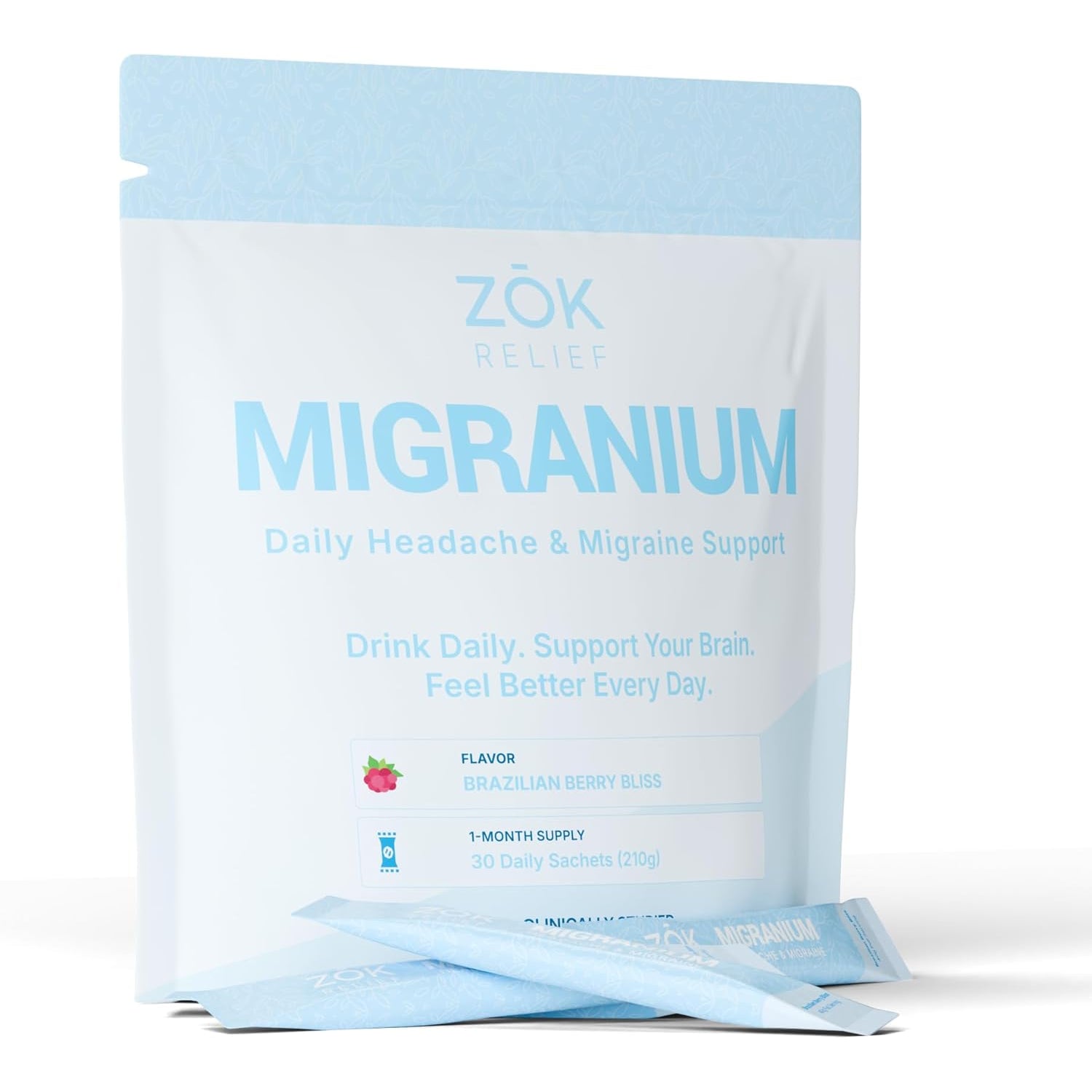 Daily Nervous System Support Formula for Head Tension, Stress & Energy, Calm Focus + Cellular Wellness Drink, 400Mg of Pure Magnesium Glycinate + 9 Key Neuronutrients, 30 Travel Sachets